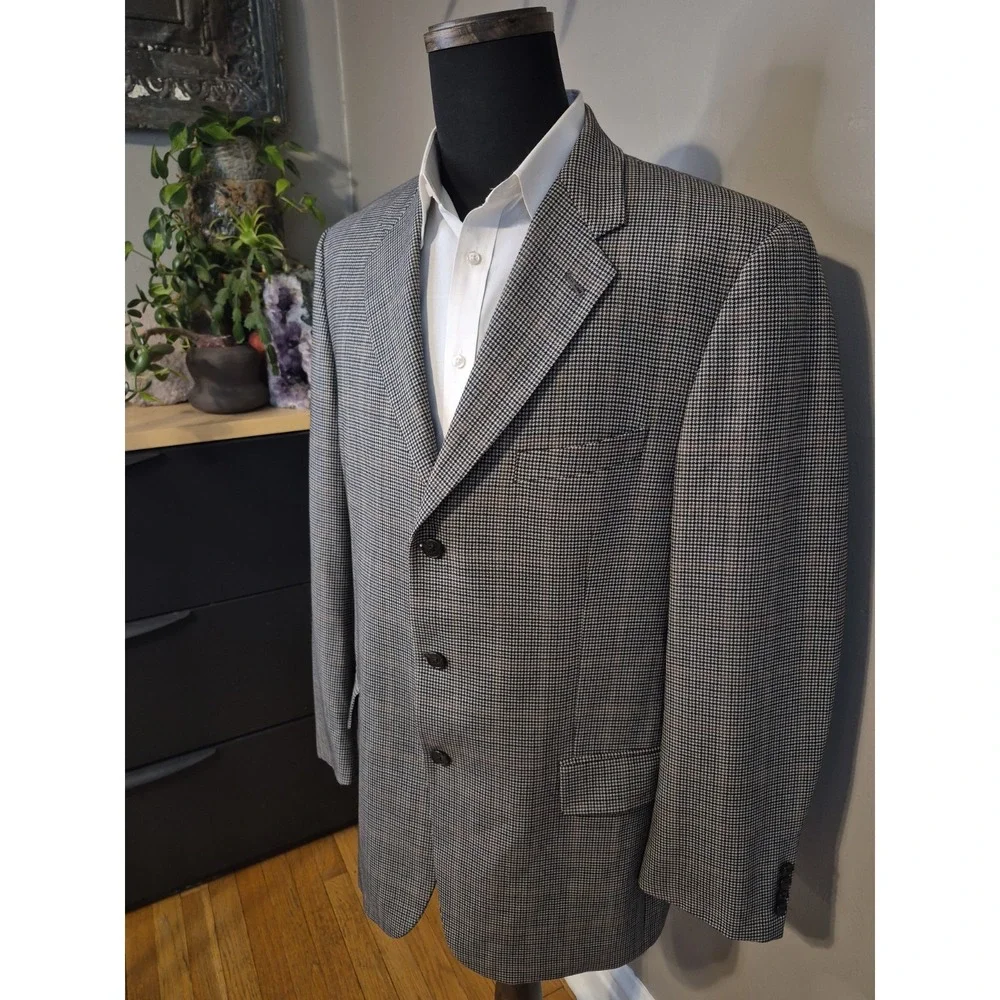 Joseph Abboud Men's 42L Three Button Wool Sports Coat Gray Multi Check
